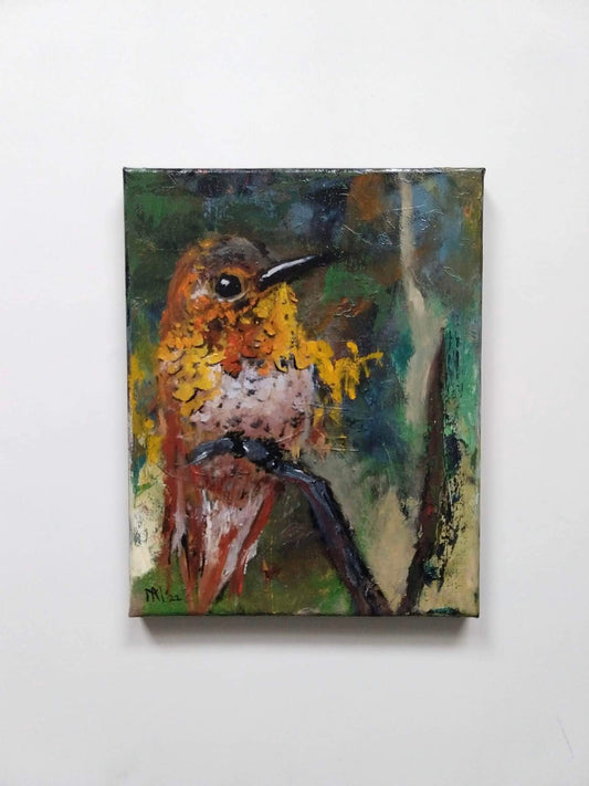 “Hummingbird Study in Orange” Original Painting