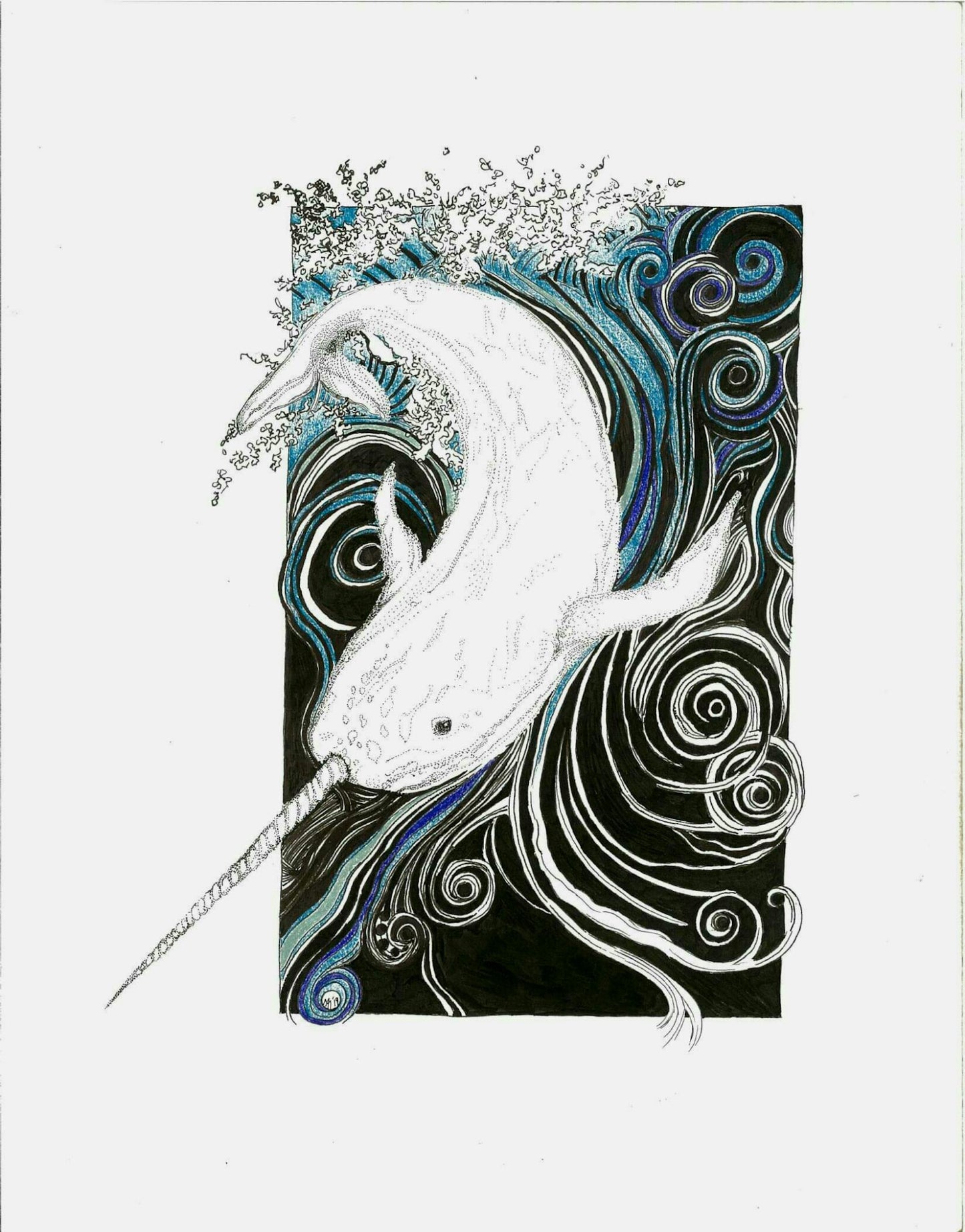 Narwhal, 4 x 6 postcard